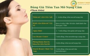 Tiêm Tan Mỡ Nọng Cằm Giá Bao Nhiêu - Bảng Giá Tham Khảo Của Một Số Thẩm Mỹ Viện