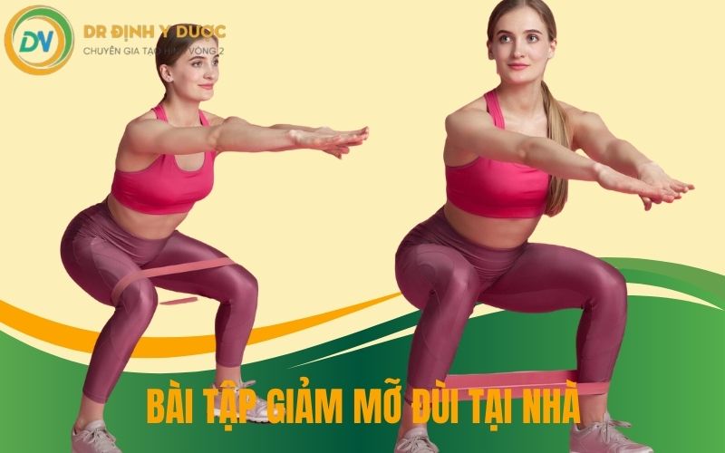 squat bài tập giảm mỡ đùi tại nhà