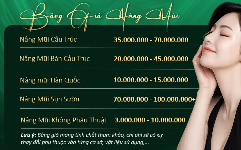 Bảng Giá Nâng Mũi Và Các Yếu Tố Ảnh Hưởng Chi Phí Nâng Mũi Hiện Nay bảng giá nâng mũi