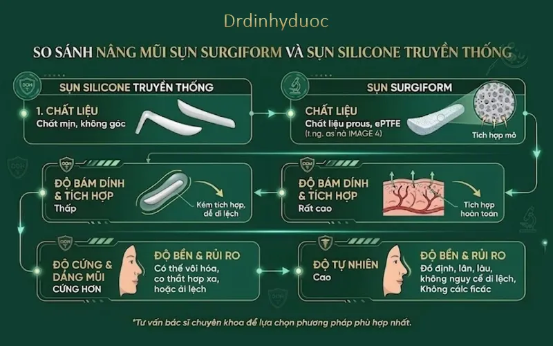 So sánh sụn Surgiform và sụn Silicone truyền thống