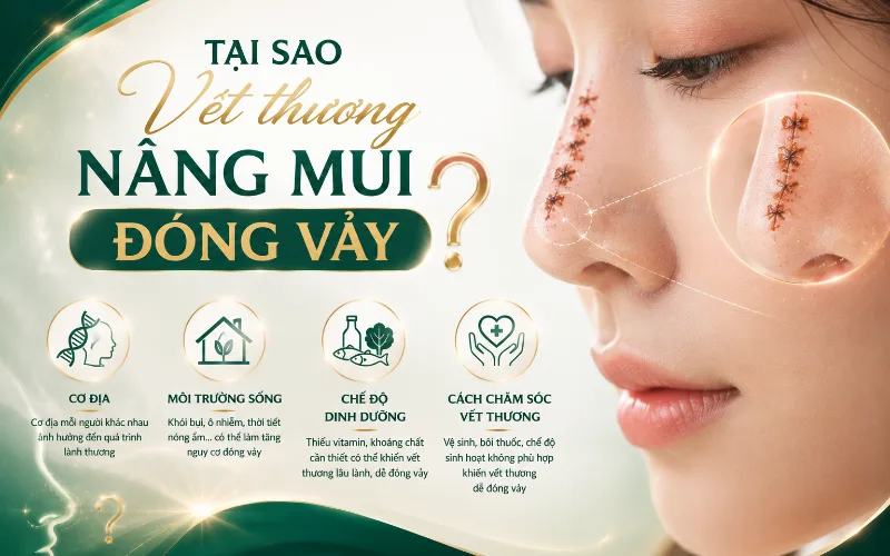 Tại sao vết khâu nâng mũi đóng vảy